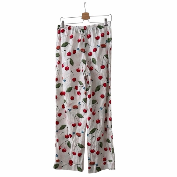 Nick & Nora Pajama Set VTG Vintage Cherry Pie Blue Birds Size Medium 100% Cotton - Picture 9 of 10